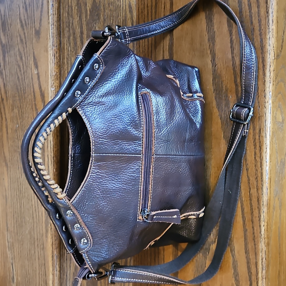 HESHE Leather Top Handle Satchel Crossbody Tote Bag - Picture 3 of 8
